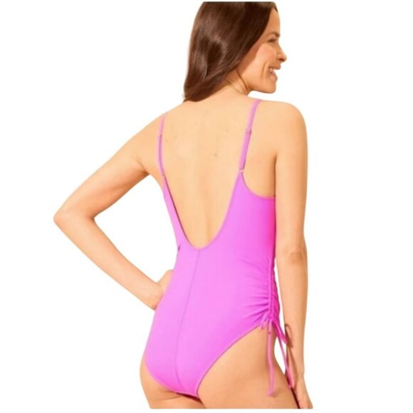 Shade & Shore Women's One-Piece Swimsuit Adjustable Straps Ruched Sides Medium ( - Picture 2 of 10